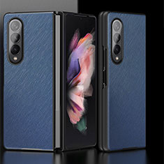 Funda Bumper Lujo Cuero y Plastico Mate Carcasa L05 para Samsung Galaxy Z Fold3 5G Azul