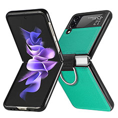 Funda Bumper Lujo Cuero y Plastico Mate Carcasa L06 para Samsung Galaxy Z Flip3 5G Verde