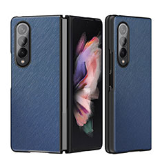Funda Bumper Lujo Cuero y Plastico Mate Carcasa L06 para Samsung Galaxy Z Fold3 5G Azul