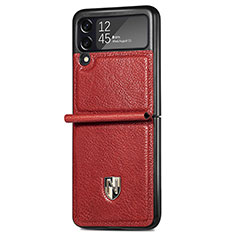 Funda Bumper Lujo Cuero y Plastico Mate Carcasa L07 para Samsung Galaxy Z Flip3 5G Rojo