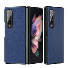 Funda Bumper Lujo Cuero y Plastico Mate Carcasa L08 para Samsung Galaxy Z Fold3 5G Azul