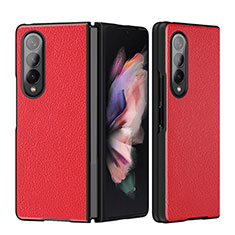 Funda Bumper Lujo Cuero y Plastico Mate Carcasa L08 para Samsung Galaxy Z Fold3 5G Rojo