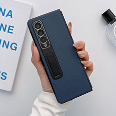 Funda Bumper Lujo Cuero y Plastico Mate Carcasa L09 para Samsung Galaxy Z Fold4 5G Azul