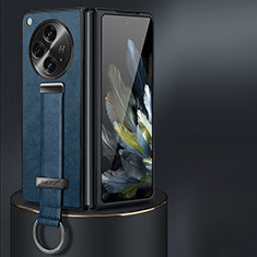 Funda Bumper Lujo Cuero y Plastico Mate Carcasa LD1 para OnePlus Open 5G Azul