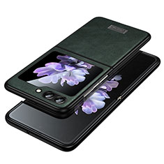 Funda Bumper Lujo Cuero y Plastico Mate Carcasa LD2 para Samsung Galaxy Z Flip5 5G Verde