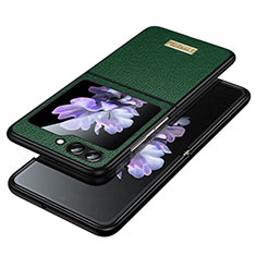 Funda Bumper Lujo Cuero y Plastico Mate Carcasa LD3 para Samsung Galaxy Z Flip5 5G Verde