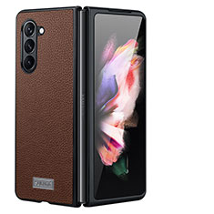 Funda Bumper Lujo Cuero y Plastico Mate Carcasa LD3 para Samsung Galaxy Z Fold5 5G Marron