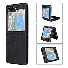 Funda Bumper Lujo Cuero y Plastico Mate Carcasa LZ3 para Samsung Galaxy Z Flip5 5G Negro