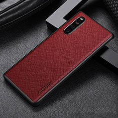 Funda Bumper Lujo Cuero y Plastico Mate Carcasa para Sony Xperia 10 III Rojo