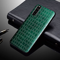 Funda Bumper Lujo Cuero y Plastico Mate Carcasa para Sony Xperia 10 IV Verde