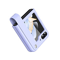 Funda Bumper Lujo Cuero y Plastico Mate Carcasa QH1 para Samsung Galaxy Z Flip5 5G Morado