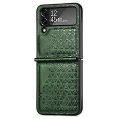 Funda Bumper Lujo Cuero y Plastico Mate Carcasa R02 para Samsung Galaxy Z Flip4 5G Verde