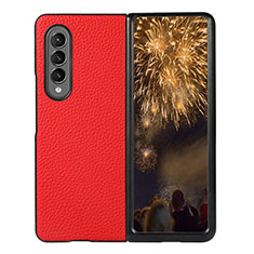 Funda Bumper Lujo Cuero y Plastico Mate Carcasa R03 para Samsung Galaxy Z Fold3 5G Rojo