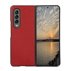Funda Bumper Lujo Cuero y Plastico Mate Carcasa R05 para Samsung Galaxy Z Fold4 5G Rojo