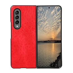 Funda Bumper Lujo Cuero y Plastico Mate Carcasa R06 para Samsung Galaxy Z Fold3 5G Rojo