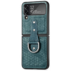Funda Bumper Lujo Cuero y Plastico Mate Carcasa R07 para Samsung Galaxy Z Flip4 5G Verde