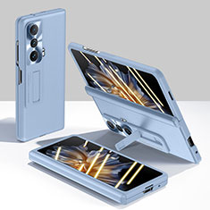 Funda Bumper Lujo Cuero y Plastico Mate Carcasa S01 para Huawei Honor Magic Vs 5G Azul Claro