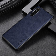 Funda Bumper Lujo Cuero y Plastico Mate Carcasa S01 para Sony Xperia 10 V Azul