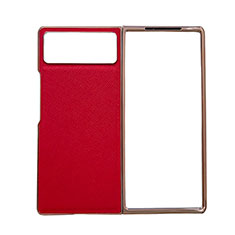 Funda Bumper Lujo Cuero y Plastico Mate Carcasa S01 para Xiaomi Mix Fold 2 5G Rojo