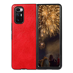 Funda Bumper Lujo Cuero y Plastico Mate Carcasa S01 para Xiaomi Mix Fold 5G Rojo