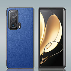 Funda Bumper Lujo Cuero y Plastico Mate Carcasa S02 para Huawei Honor Magic Vs Ultimate 5G Azul