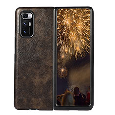 Funda Bumper Lujo Cuero y Plastico Mate Carcasa S02 para Xiaomi Mix Fold 5G Bronze