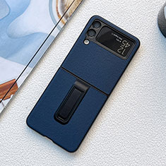 Funda Bumper Lujo Cuero y Plastico Mate Carcasa S03 para Samsung Galaxy Z Flip4 5G Azul