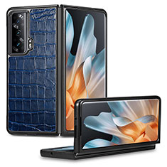 Funda Bumper Lujo Cuero y Plastico Mate Carcasa S03D para Huawei Honor Magic Vs 5G Azul