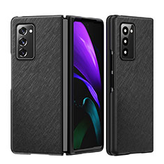 Funda Bumper Lujo Cuero y Plastico Mate Carcasa S04 para Samsung Galaxy Z Fold2 5G Negro