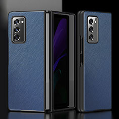 Funda Bumper Lujo Cuero y Plastico Mate Carcasa S05 para Samsung Galaxy Z Fold2 5G Azul