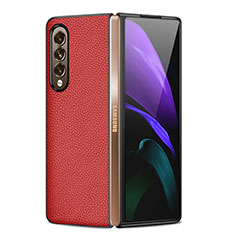 Funda Bumper Lujo Cuero y Plastico Mate Carcasa S05 para Samsung Galaxy Z Fold3 5G Rojo