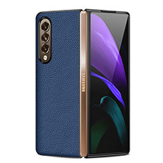 Funda Bumper Lujo Cuero y Plastico Mate Carcasa S05 para Samsung Galaxy Z Fold4 5G Azul