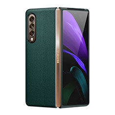 Funda Bumper Lujo Cuero y Plastico Mate Carcasa S05 para Samsung Galaxy Z Fold4 5G Verde