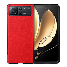 Funda Bumper Lujo Cuero y Plastico Mate Carcasa S05 para Xiaomi Mix Fold 2 5G Rojo