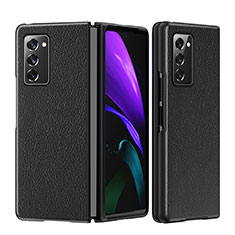 Funda Bumper Lujo Cuero y Plastico Mate Carcasa S06 para Samsung Galaxy Z Fold2 5G Negro