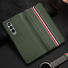 Funda Bumper Lujo Cuero y Plastico Mate Carcasa S09 para Samsung Galaxy Z Fold3 5G Menta Verde