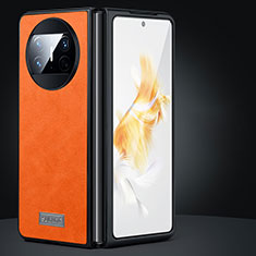 Funda Bumper Lujo Cuero y Plastico Mate Carcasa SD1 para Huawei Mate X3 Naranja