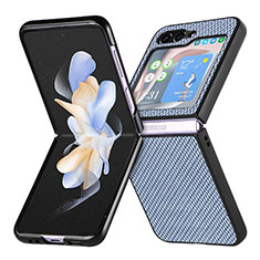 Funda Bumper Lujo Cuero y Plastico Mate Carcasa SD5 para Samsung Galaxy Z Flip5 5G Azul