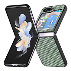 Funda Bumper Lujo Cuero y Plastico Mate Carcasa SD5 para Samsung Galaxy Z Flip5 5G Verde