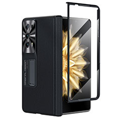 Funda Bumper Lujo Cuero y Plastico Mate Carcasa TB1 para Huawei Honor Magic V2 Ultimate 5G Negro