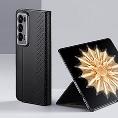 Funda Bumper Lujo Cuero y Plastico Mate Carcasa TB3 para Huawei Honor Magic V2 5G Negro