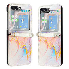 Funda Bumper Lujo Cuero y Plastico Mate Carcasa YB1 para Samsung Galaxy Z Flip5 5G Multicolor