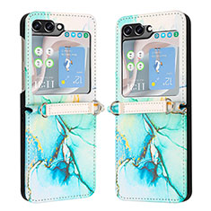 Funda Bumper Lujo Cuero y Plastico Mate Carcasa YB1 para Samsung Galaxy Z Flip5 5G Verde