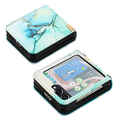 Funda Bumper Lujo Cuero y Plastico Mate Carcasa YB2 para Samsung Galaxy Z Flip5 5G Verde