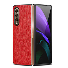 Funda Bumper Lujo Cuero y Plastico Mate Carcasa Z01 para Samsung Galaxy Z Fold3 5G Rojo