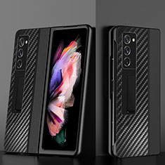 Funda Bumper Lujo Cuero y Plastico Mate Carcasa Z02 para Samsung Galaxy Z Fold2 5G Negro