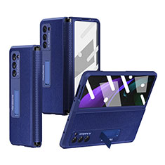 Funda Bumper Lujo Cuero y Plastico Mate Carcasa Z03 para Samsung Galaxy Z Fold2 5G Azul