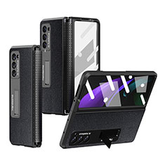 Funda Bumper Lujo Cuero y Plastico Mate Carcasa Z03 para Samsung Galaxy Z Fold2 5G Negro