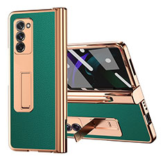 Funda Bumper Lujo Cuero y Plastico Mate Carcasa Z04 para Samsung Galaxy Z Fold2 5G Verde
