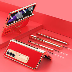 Funda Bumper Lujo Cuero y Plastico Mate Carcasa Z05 para Samsung Galaxy Z Fold2 5G Rojo